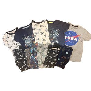 Boys Pajamas Size 4/5 Lot Long Sleeve Shirts Shorts Pants SPACE Set Mixed Brand